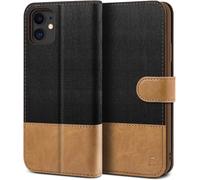 Ljhid-Coque Pour Iphone 11, Etui Pour Iphone 11 Housse En Cuir De Protection, Portefeuille En Cuir Polyuréthane, Crochet, Pochette Pour Monnaie, Fermeture Magnétique, Noir
