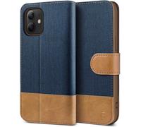 Ljhid-Coque Pour Iphone 12 Mini, Etui Pour Iphone 12 Mini Housse En Cuir De Protection, Portefeuille En Cuir Polyuréthane, Crochet, Pochette Pour Monnaie, Fermeture Magnétique, Bleu