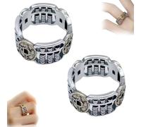 ljhjdkxf Bague boulier Vintage de Style Chinois avec pièce d'empereur, réglable, Simple et Tendance, Accessoire pour Homme et Femme (2 PCS)