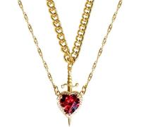 ljhjdkxf Ensemble de colliers assortis pour couples cœur et épée - Bijoux romantiques en acier inoxydable plaqué or/argent, cadeau pour lui, pour elle, pour la Saint-Valentin (1 PCS-C)