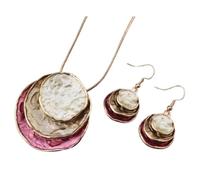 ljhjdkxf Parure de bijoux vintage bohème en émail, collier 3 rangs et boucles d'oreilles pour femme,pour un mariage, une mariée, un bal de fin d'année (1 PCS-I)