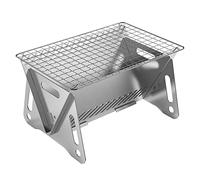 ljhnba Brûlage du bois pliable avec support de casserole portable en acier inoxydable pour randonnée, pique-nique avec tuyau/grill pliable en acier inoxydable