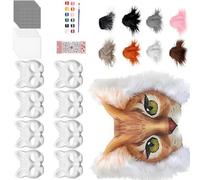 ljhnba Kits de masques Therians Masque de renard de chat avec des mailles d ' oeil de fourrure DIYS Masque d ' animal à fourrure à peindre pour le Costume de fête de Cosplay d ' halloween