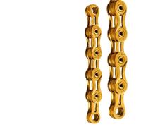 LJHTRZAQ Compatible avec la chaîne de vélo Creuse KMC 9/10/12 Vitesses, Ti-N Gold, légère antirouille for vélos de Route et VTT(Fully Hollow 9speed)