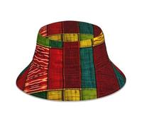 Ljirgdh Chapeau bob réfléchissant imprimé patchwork style africain hommes femmes casquette de pêcheur adulte décontracté rave, chapeau double face, Patchwork de style africain 1, taille unique