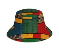 Ljirgdh Chapeau bob réfléchissant imprimé patchwork style africain hommes femmes casquette de pêcheur adulte décontracté rave, chapeau double face, Patchwork de style africain., taille unique