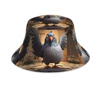 Ljirgdh Chapeau bob réfléchissant imprimé pigeon dessin animé 3 hommes femmes casquette de pêcheur adulte décontracté rave, chapeau double face, Cartoon Pigeon 11, taille unique