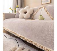 LJISEHG Housse de canapé en Chenille à Chevrons - Protecteur de Meubles 1/2/3 Places for Salon sectionnel(Beige-b,70 * 150CM)