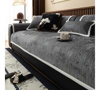 LJISEHG Housse de canapé en Forme de L - Protecteur de Meubles 1/2/3/4 Places for canapé sectionnel et d'angle, Utilisation dans Le Salon(Dark Grey,90x210cm)