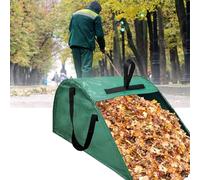 LJLAO Sac De Collecte De Feuilles Portable De 26 Gallons, Pelle De Collecte De Feuilles, Sac De Jardin en PE avec Pelle À Poussière + Conception Biseautée + avec Poignée + Pliable,Green