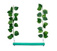 Ljmyy Balancelle pour perroquet avec feuilles vertes artificielles sur pied - Pont en bois et perles