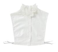 Ljmyy Joyci Faux col boutonné à double couche pour femme et fille Blanc