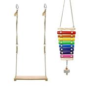 Ljmyy Lot de 2 jouets en forme de poule Xylophone suspendu avec 8 clés en métal - Support balançoire - Perchoir