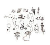 Ljmyy Lot de 72 breloques en argent antique pour stéthoscope pour fabrication de bijoux et pendentifs