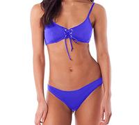 Ljmyy Maillot de bain 2 pièces rembourré avec cordon de serrage et sangle de poitrine pour femme, ensemble de maillots de bain push-up pour femme, tanga, taille haute, Oberteil Bügel Sportlich Tuyau