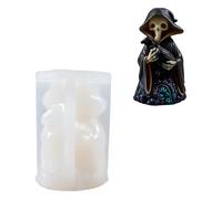 Ljmyy Moule en silicone pour Halloween avec motif tête de mort, corbeaux et sorcières, fabrication de bougies, artisanat et décoration avec texture détaillée
