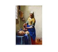 LJPENART Impression sur toile Johannes Vermeer (La laitière) - Décoration murale d'intérieur - 50 x 75 cm
