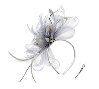 LJRPUPY Chapeau Bibi à Plumes pour Femme - Voile en Maille Filet - pour fête, Mariage, Bal de Fin d'année, église - avec Pince à Cheveux