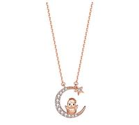 LJRPUPY Collier vintage avec pendentif signe du zodiaque chinois délicat plaqué or rose 18 carats pour femme, one size, Argent sterling, Zircon