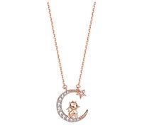 LJRPUPY Collier vintage avec pendentif signe du zodiaque chinois délicat plaqué or rose 18 carats pour femme, one size, Argent sterling, Zircon