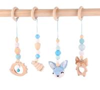 LJSWONLY 4 Pièces Jouet de Poussette,Arche de Jeux,Barre de Suspension Jouets pour Siège de Bébé Landau.(Bleu)