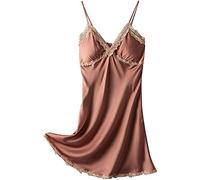 ljtao vêtements de Maison Sexy Lingerie Pajamas Nightdress Womens Chemises Nightgown Full Slip Sleep Dress Lace Lounge Sleepwear Dress Coupe ajustée (Color : B-Red, Size : L)