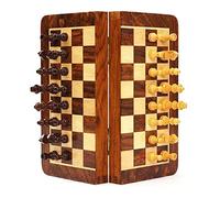 LJTHUU Jeu d'échecs, échiquier Pliable de Voyage, pièces d'échecs Artisanales, échiquier magnétique Portable en Bois.