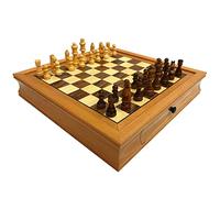 LJTHUU Jeu d'échecs International en Bois, Fait Main, avec pièces magnétiques et tiroir. Grand Jeu d'échecs Classique et rétro.