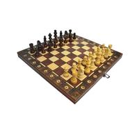 LJTHUU Jeu d'échecs International Pliable en Bois, Jeu de Voyage Portable avec Plateau, pièces et boîte de Rangement pour Un Jeu d'échecs stratégique Familial.