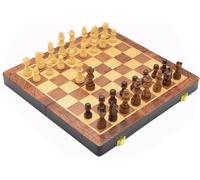 LJTHUU Jeu d'échecs Pliable en Bois International Chess, 30 cm, magnétique, avec 2 Reines supplémentaires, boîte en pin et Compartiment de Rangement pour Les pièces.