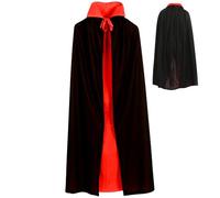 LJTXX Noir Rouge Réversible Cape, Vampire Cape, Réversible Cape pour fête d'halloween, Cosplay Costume, Déguisement de Sorcière pour Enfant, Déguisement pour Halloween, Bal Masqué -75