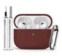 Ljusmicker Coque pour AirPods Pro avec kit de nettoyage, coques de protection en silicone souple pour Apple AirPods Pro 2e/1ère génération pour homme et femme, accessoires avec porte-clés, rouge vin