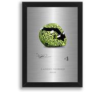 LJW Prints Lando Norris Affiche encadrée et signée du casque de pilote de course 2025 Cadeau pour les fans de course