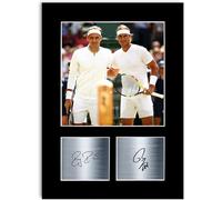 LJW Prints Photo avec autographe de joueurs de tennis Roger Federer et Rafael Nadal Format A4 Cadeau pour les fans de tennis