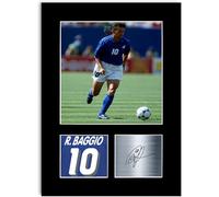 LJW Prints Photo dédicacée du joueur de football Roberto Baggio pour les fans et supporters italiens
