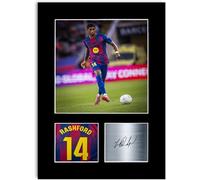 LJW Prints Photo imprimée avec autographe du joueur de football Marcus Rashford 2025-2026 pour les fans et supporters de Barcelone