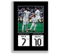 LJW Prints Poster photo dédicacé des joueurs de football Kylian Mbappe et Vinicius Junior Vini 2025-2026 pour les fans et supporters de Madrid