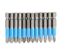 LjwZekyrnt 12 pièces/ensemble 50mm embouts de tournevis croisés magnétiques antidérapants 1/4 pouces tige hexagonale S2 en acier allié