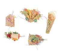 LjwZekyrnt 5 pièces Jouets de broyeur d'oiseaux intéressants Jouets à mâcher de Recherche de Nourriture Suspendus en Toute sécurité avec des Crochets en métal pour Les terrains de