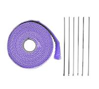 LjwZekyrnt Bande d'isolation thermique pour échappement de 5 m en fibre de verre avec attache en acier allié pour voiture et moto (Violette)