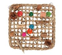 LjwZekyrnt Jouet Mural en quête de Nourriture pour Oiseaux, soulagement de l'ennui, jonc de mer tissé à la Main, Filet d'escalade pour Perroquet avec Jouet à mâcher coloré (Grand : env.17,6x16,2x15cm