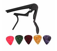 LjwZekyrnt Kit d'accessoires de Pince à Cordes à dégagement Rapide Capodastre avec 5 médiators de Guitare pour Banjo Basse (Noire)