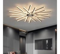 LJX Plafonnier Ventilateur Design avec Telecommande APP Controle Réversible DC Grand Lustre Ventilateur de Plafond Dimmable 6 Vitesse Ventilo Plafond Silencieux pour Salon Chambre, Noir, 100cm
