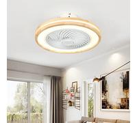 LJX Ventilateurs de Plafond avec Lumières Bois et Télécommande Plafonnier Ventilateur Design Sans Pales Été Et Hiver Réversible 6 Vitesses Moteur DC Gradable Ventilo Plafond Silencieux Pour Chambre