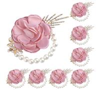 Ljxoaieu The Bride and Bridesmaids Lot de 4 bracelets en forme de fleur bordeaux pour bal de promo/mariage/anniversaire de mariage (8, champagne)