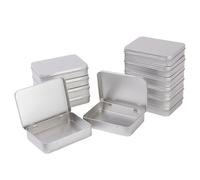 LJY 12 Pcs Boîte Métal Rectangulaire Argentée 11,5 x 8,5 x 2,2 cm, Boîte de Rangement en Fer avec Couvercle à Charnière, Mini Boîte Vide pour DIY, Géocaching et Organisation