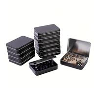 LJY 12 Pcs Boîte Métal Rectangulaire Noire 11,5 x 8,5 x 2,2 cm, Boîte de Rangement en Fer avec Couvercle à Charnière, Mini Boîte Vide pour DIY, Géocaching et Organisation