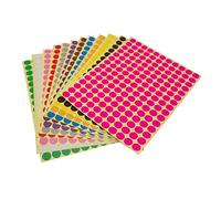 LJY 1980 Pcs Gommettes Autocollantes 10mm (0,39 in), Étiquettes Rondes en 12 Couleurs pour Organisation de Bureau, Codage Couleur et Calendrier, Pastilles Adhésives pour Inventaire