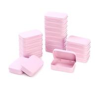LJY 20 Pcs Rose Mini Boîte Métal Rectangulaire 9,5 x 6 x 2,2 cm, Petite Boîte de Rangement en Fer avec Couvercle à Charnière, Boîte Métallique Vide pour DIY, Géocaching et Organisation