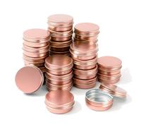 LJY 28 Pcs Boîte Aluminium Ronde Rose Gold 30ml (1 fl oz), Pot Bougie Vide avec Couvercle à Vis, Contenant Cosmétique Étanche pour Crème et Voyage, Disque en Mousse
